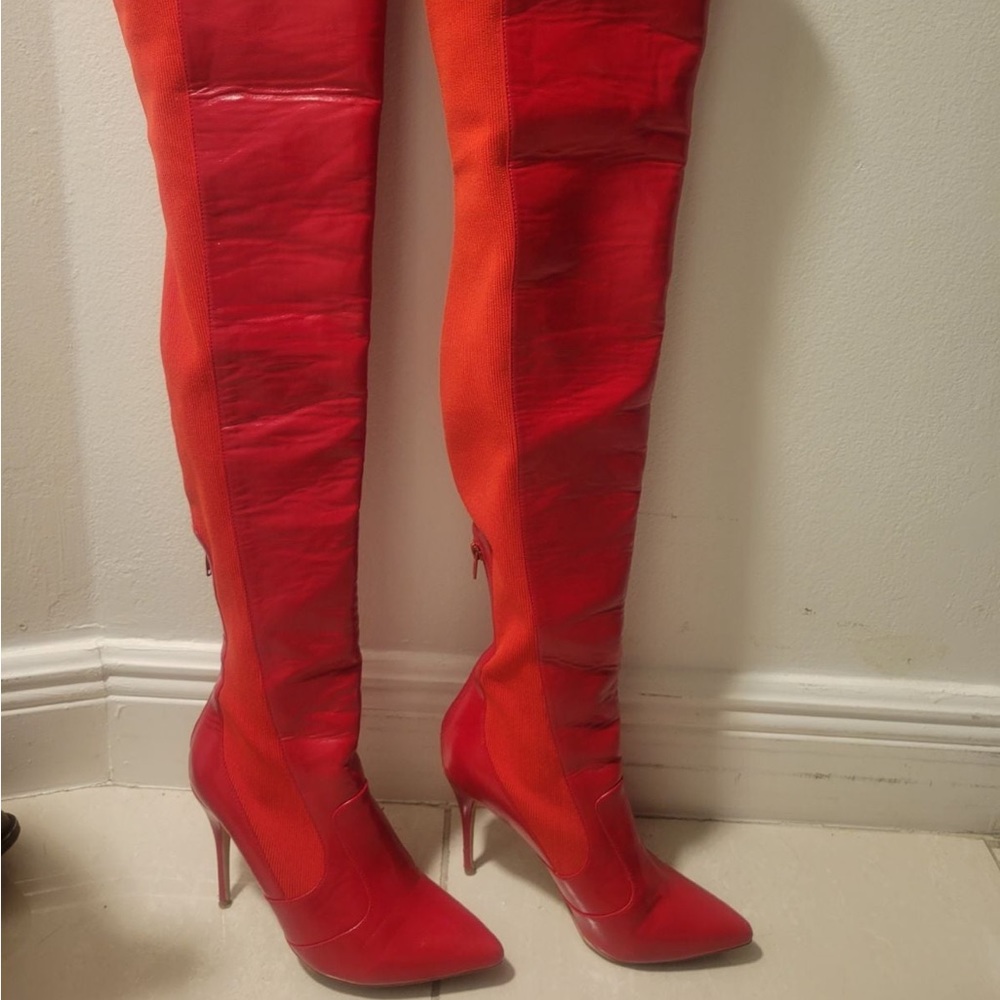 EGO sky high red heeled boots